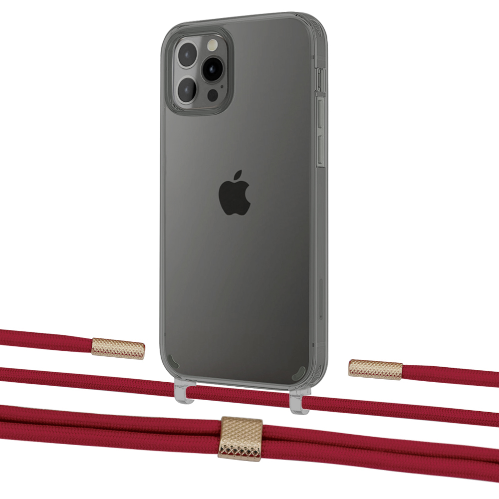 

Чехол Upex Crossbody Protection Case для iPhone 12 Pro Max Dark with Twine Red and Fausset Gold