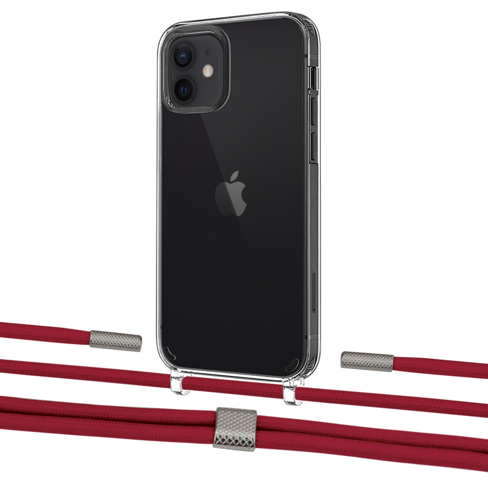 

Чехол Upex Crossbody Protection Case для iPhone 12 | 12 Pro Crystal with Twine Red and Fausset Silver