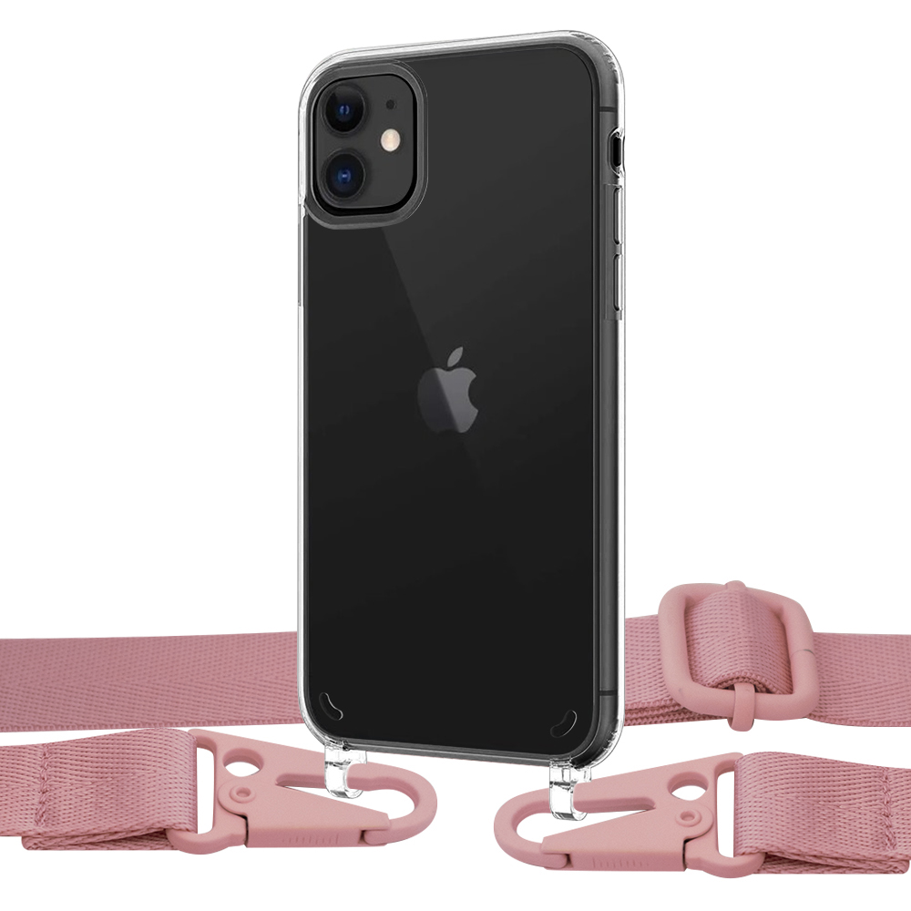 

Чехол Upex Crossbody Protection Case для iPhone 11 Crystal with Harness Pink