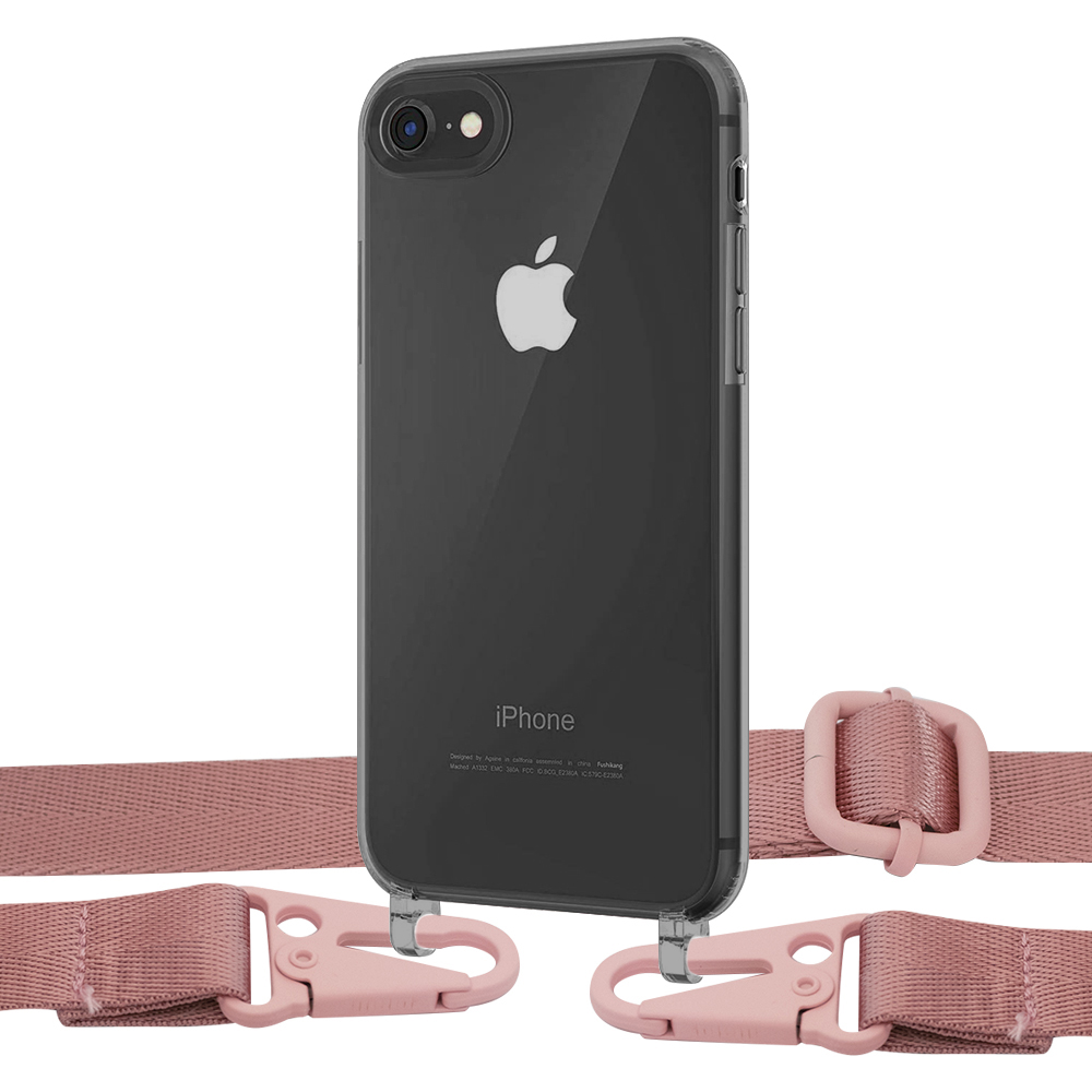 

Чехол Upex Crossbody Protection Case для iPhone SE 2020 | 8 | 7 Dark with Harness Rose Gold