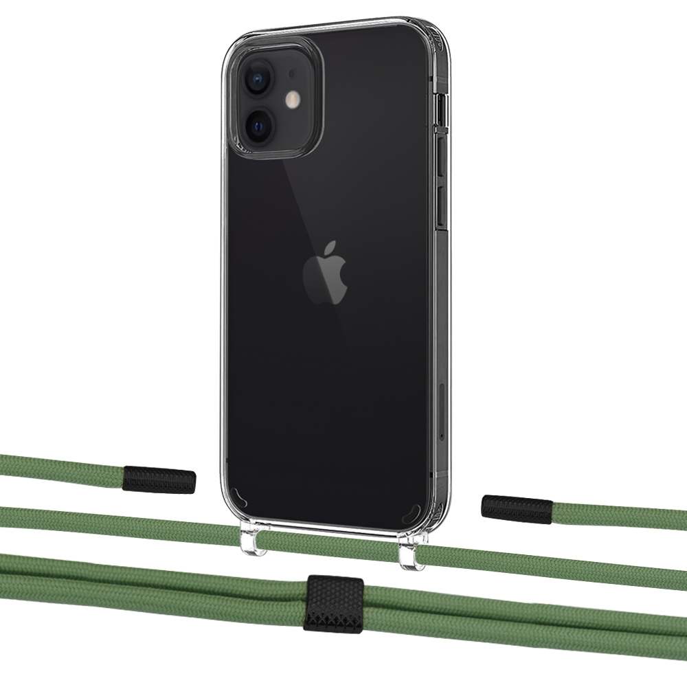 

Чехол Upex Crossbody Protection Case для iPhone 12 | 12 Pro Crystal with Twine Mint and Fausset Matte Black