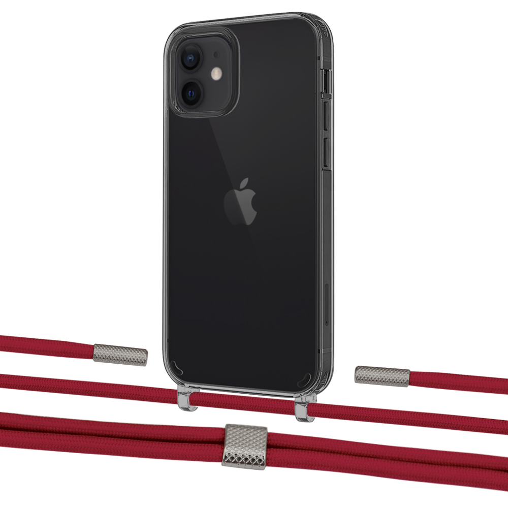 

Чехол Upex Crossbody Protection Case для iPhone 12 | 12 Pro Dark with Twine Red and Fausset Silver