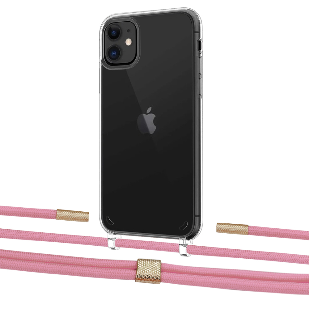 

Чехол Upex Crossbody Protection Case для iPhone 11 Crystal with Twine Coral and Fausset Gold