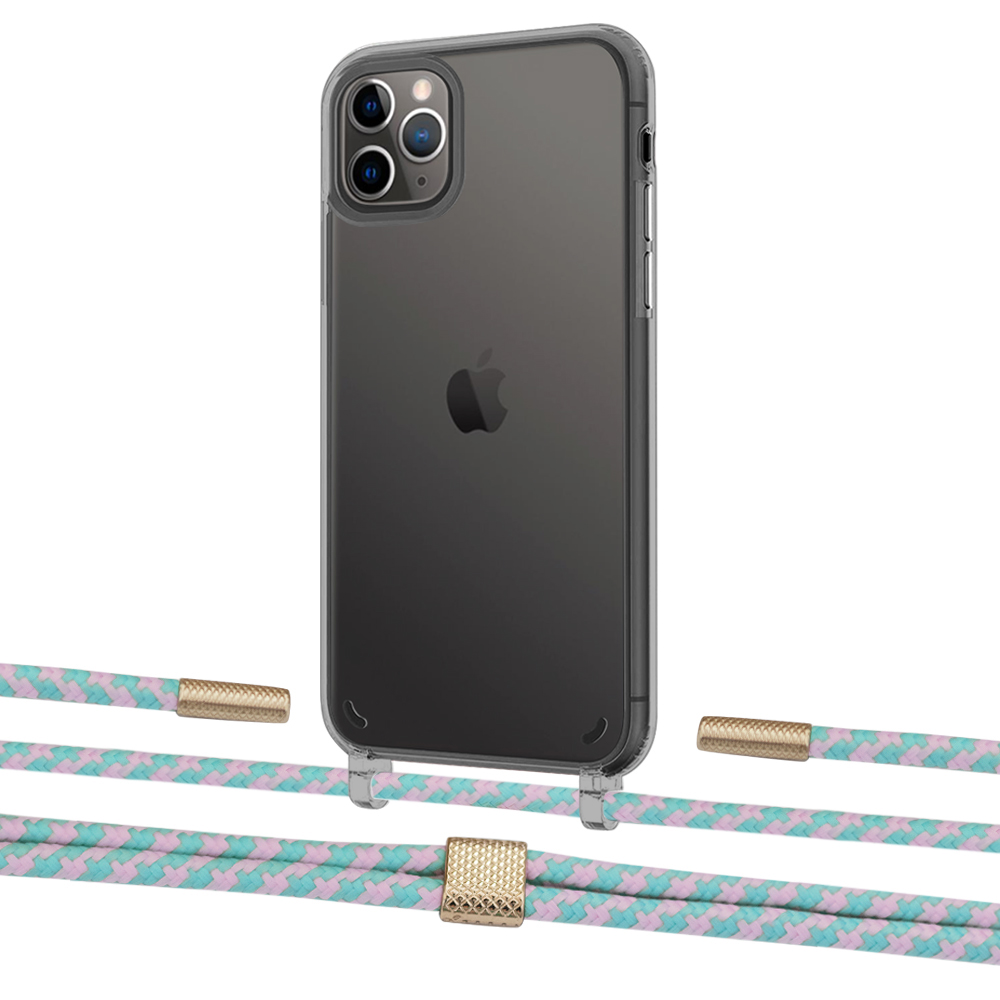 

Чехол Upex Crossbody Protection Case для iPhone 11 Pro Dark with Twine Turquoise and Fausset Gold