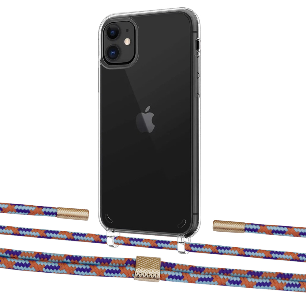 

Чехол Upex Crossbody Protection Case для iPhone 11 Crystal with Twine Blue Sunset and Fausset Gold
