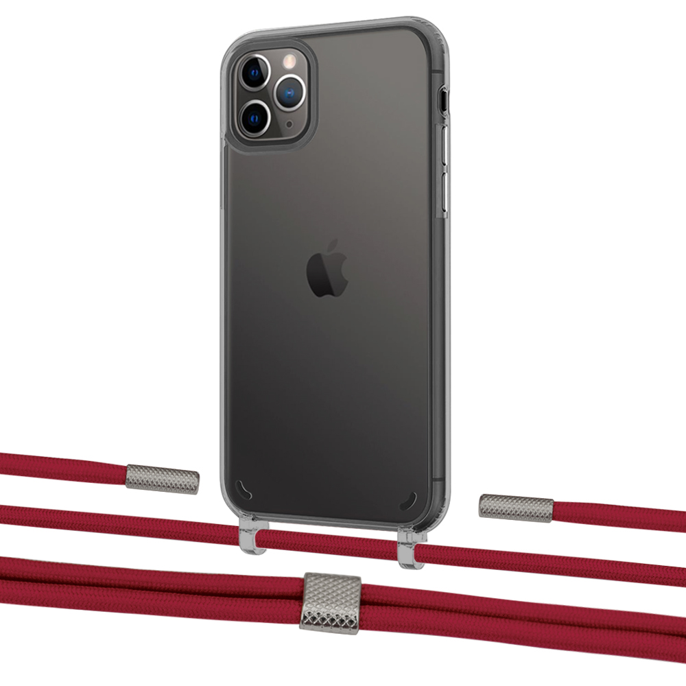 

Чехол Upex Crossbody Protection Case для iPhone 11 Pro Max Dark with Twine Red and Fausset Silver