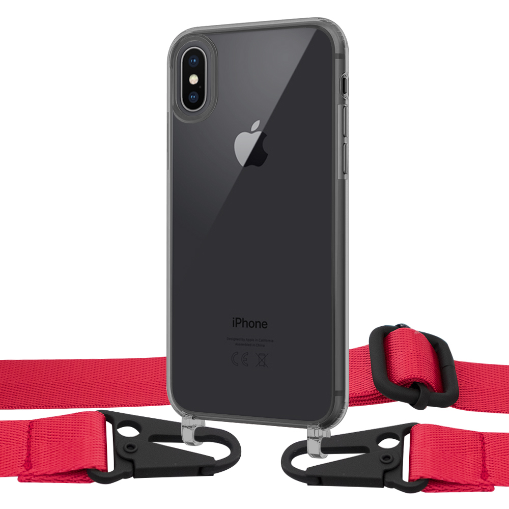 

Чехол Upex Crossbody Protection Case для iPhone XS Max Dark with Harness Red
