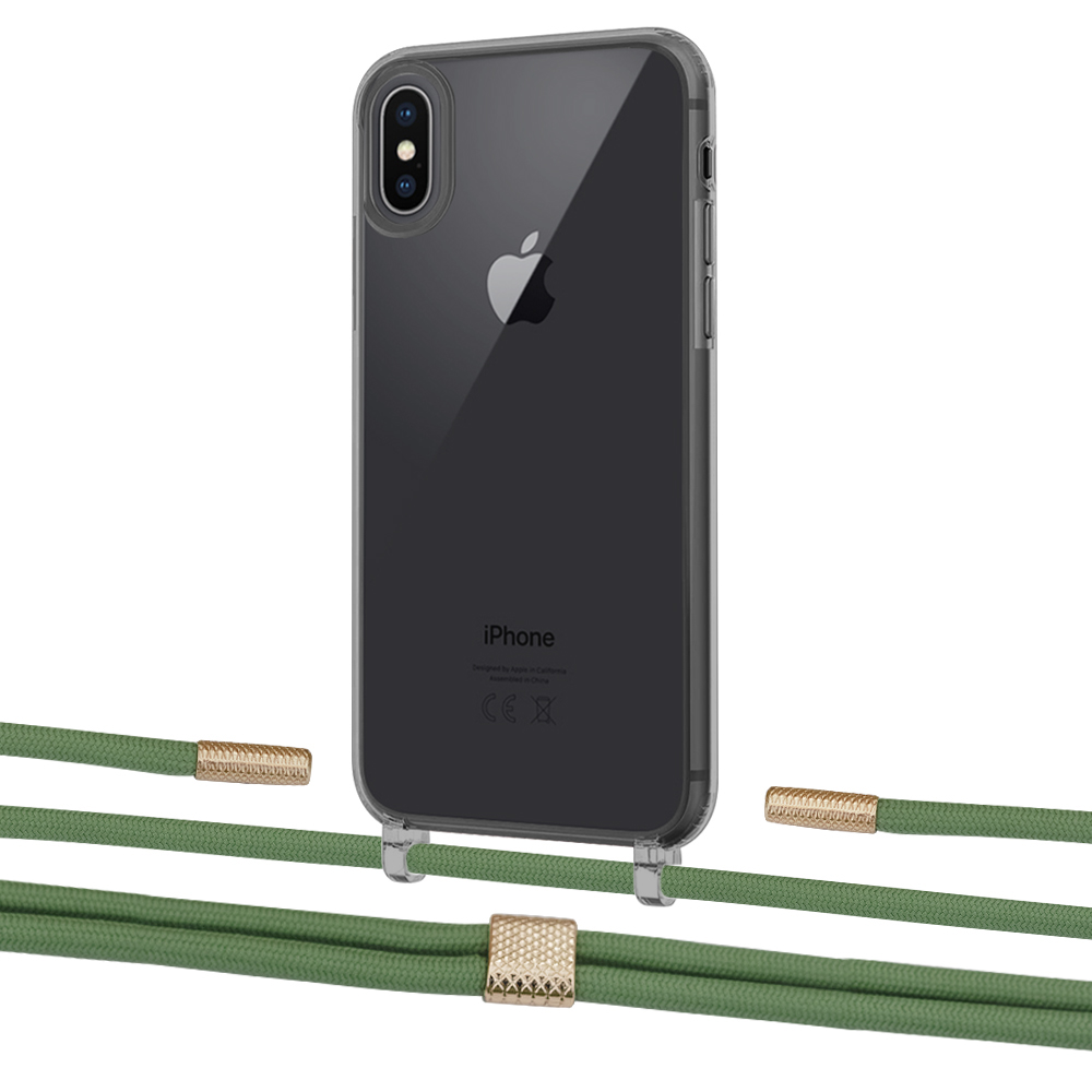 

Чехол Upex Crossbody Protection Case для iPhone XS | X Dark with Twine Mint and Fausset Gold