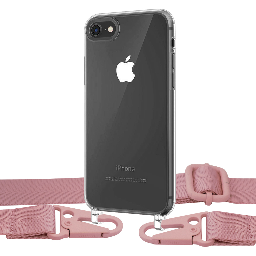 

Чехол Upex Crossbody Protection Case для iPhone SE 2020 | 8 | 7 Crystal with Harness Pink
