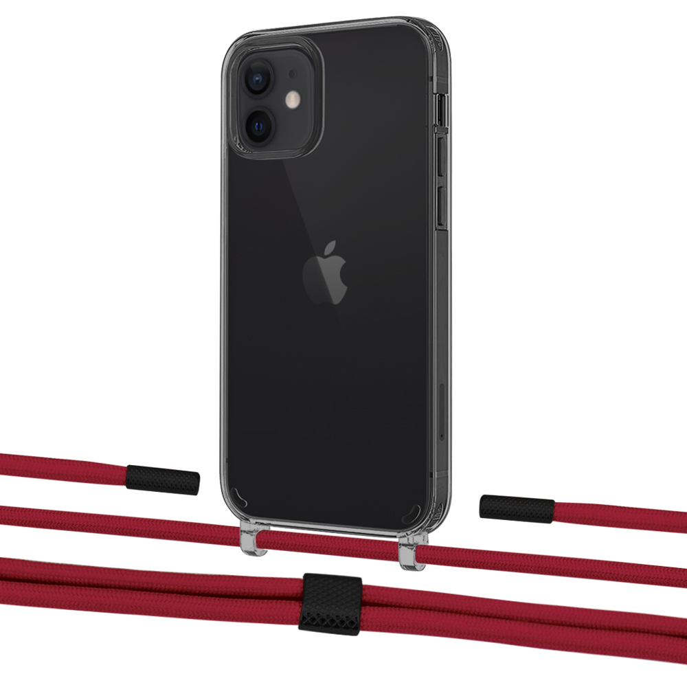 

Чехол Upex Crossbody Protection Case для iPhone 12 | 12 Pro Dark with Twine Red and Fausset Matte Black