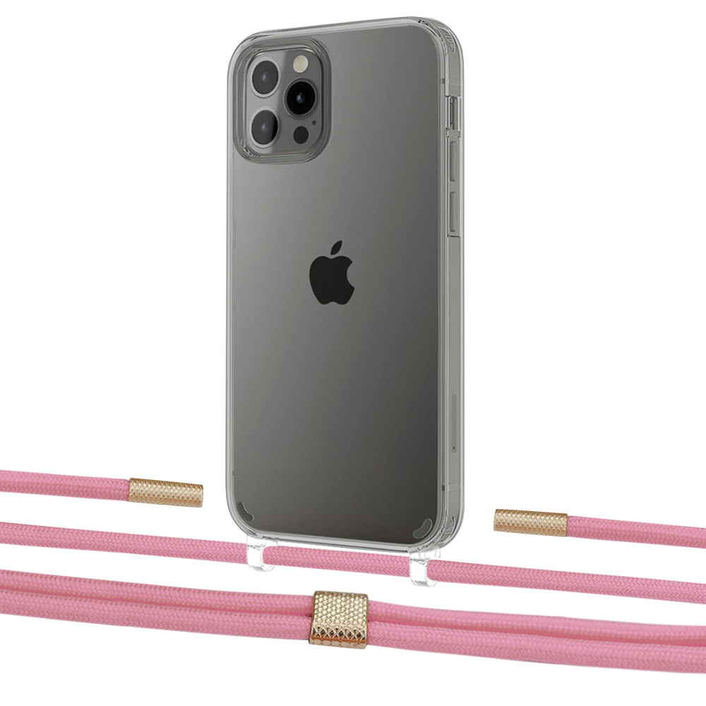 

Чехол Upex Crossbody Protection Case для iPhone 12 Pro Max Crystal with Twine Coral and Fausset Gold