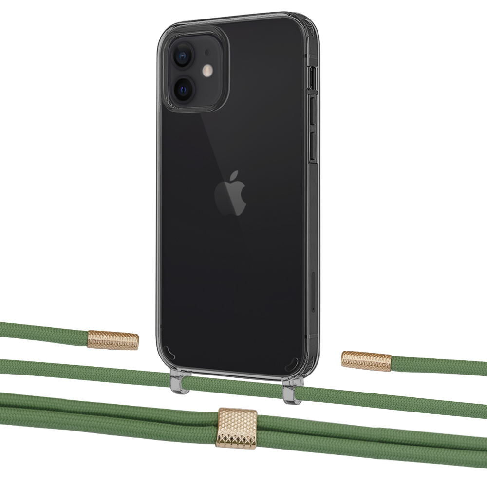 

Чехол Upex Crossbody Protection Case для iPhone 12 | 12 Pro Dark with Twine Mint and Fausset Gold