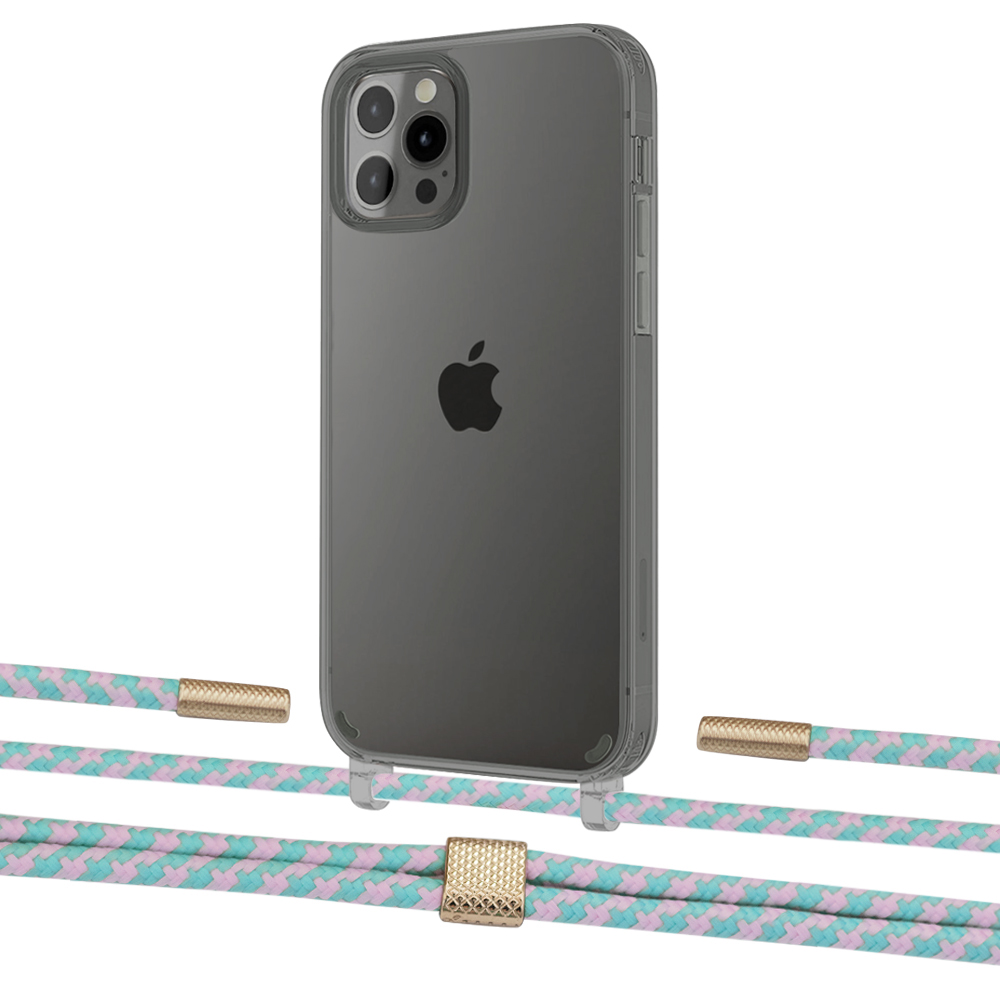 

Чехол Upex Crossbody Protection Case для iPhone 12 Pro Max Dark with Twine Turquoise and Fausset Gold