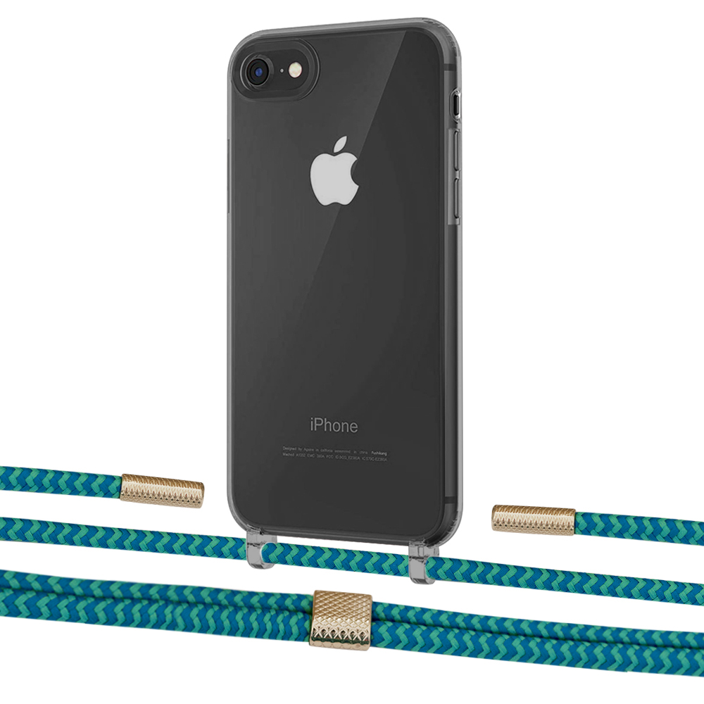 

Чехол Upex Crossbody Protection Case для iPhone SE 2020 | 8 | 7 Dark with Twine Cyan and Fausset Gold
