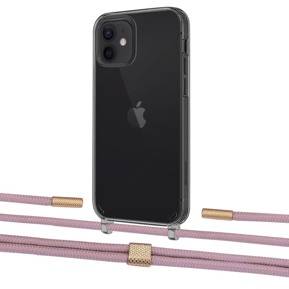 

Чехол Upex Crossbody Protection Case для iPhone 12 | 12 Pro Dark with Twine Rose Gold and Fausset Gold