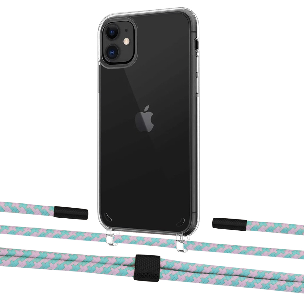 

Чехол Upex Crossbody Protection Case для iPhone 11 Crystal with Twine Turquoise and Fausset Matte Black