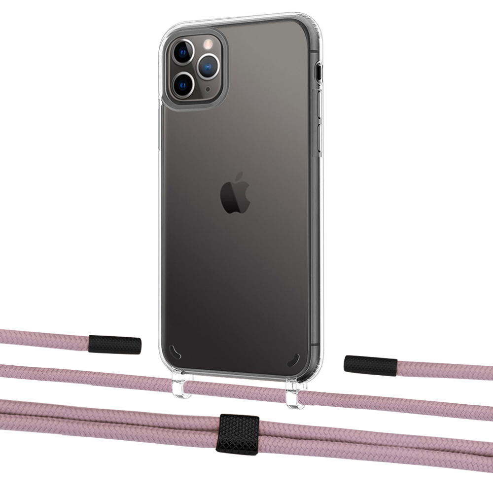 

Чехол Upex Crossbody Protection Case для iPhone 11 Pro Crystal with Twine Rose Gold and Fausset Matte Black