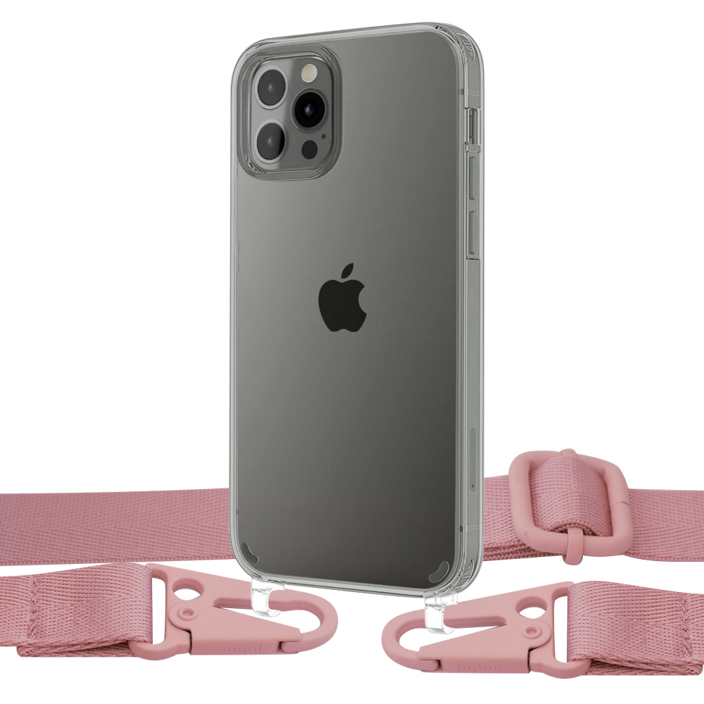 

Чехол Upex Crossbody Protection Case для iPhone 12 Pro Max Crystal with Harness Pink
