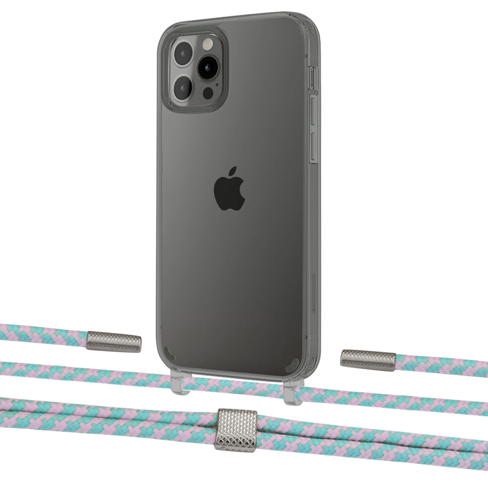 

Чехол Upex Crossbody Protection Case для iPhone 12 Pro Max Dark with Twine Turquoise and Fausset Silver