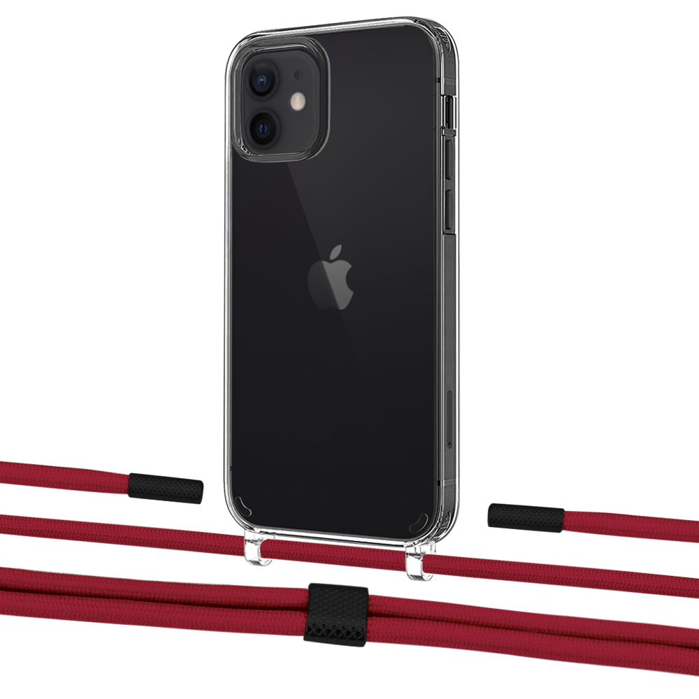 

Чехол Upex Crossbody Protection Case для iPhone 12 | 12 Pro Crystal with Twine Red and Fausset Matte Black