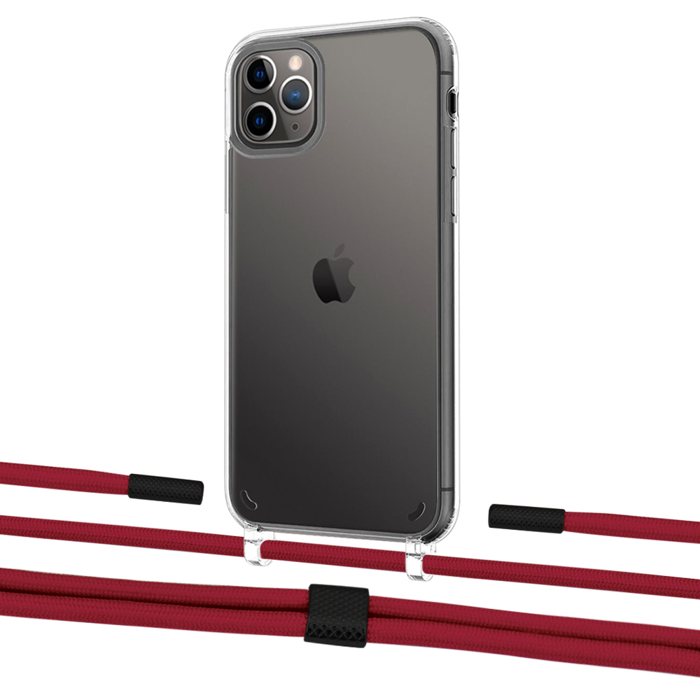 

Чехол Upex Crossbody Protection Case для iPhone 11 Pro Crystal with Twine Red and Fausset Matte Black