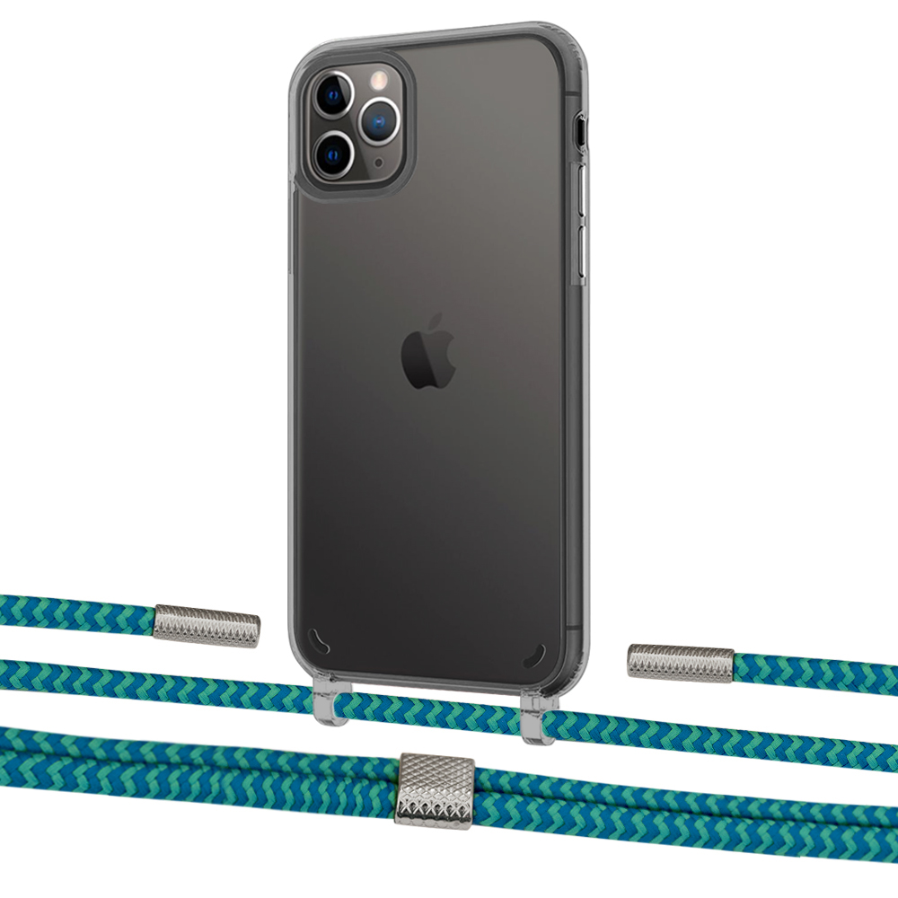 

Чехол Upex Crossbody Protection Case для iPhone 11 Pro Dark with Twine Cyan and Fausset Silver