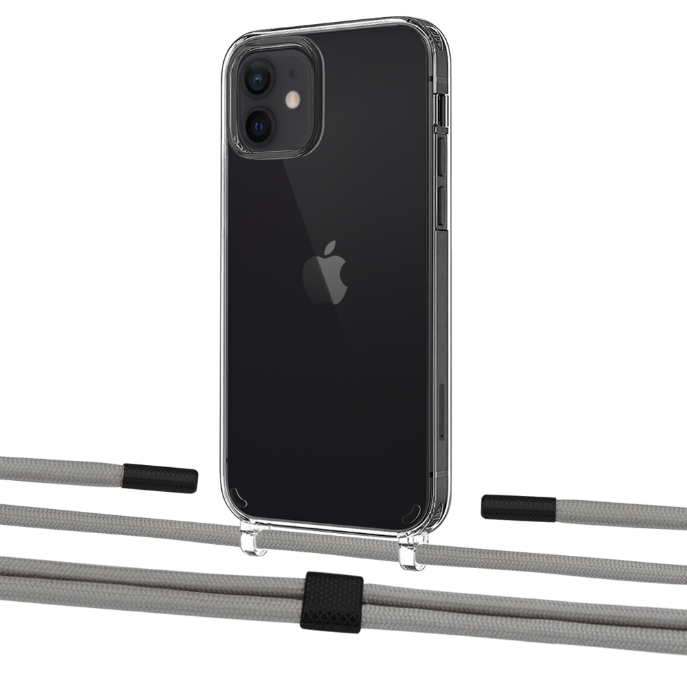 

Чехол Upex Crossbody Protection Case для iPhone 12 mini Crystal with Twine Gray and Fausset Matte Black