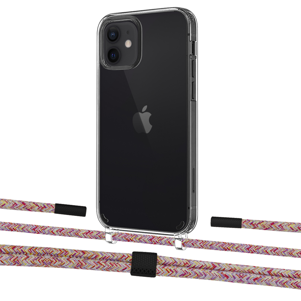 

Чехол Upex Crossbody Protection Case для iPhone 12 | 12 Pro Crystal with Twine Mulberry and Fausset Matte Black