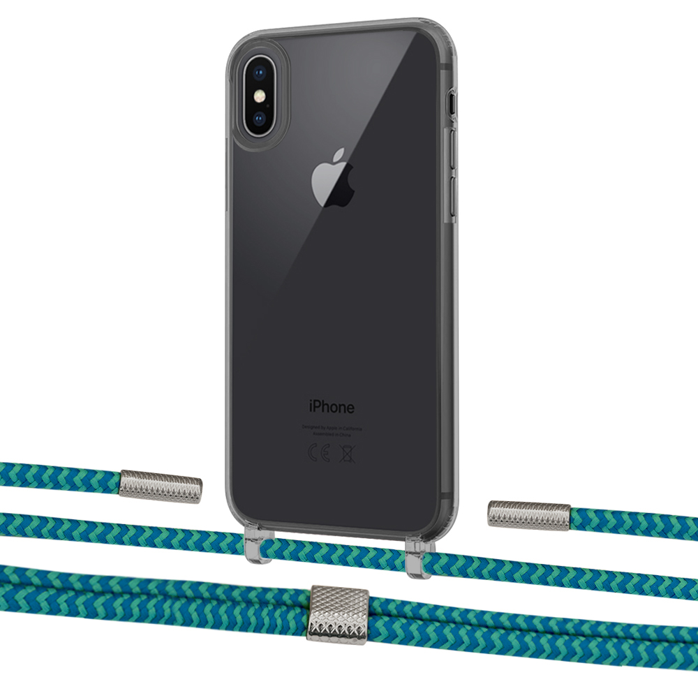 

Чехол Upex Crossbody Protection Case для iPhone XS Max Dark with Twine Cyan and Fausset Silver