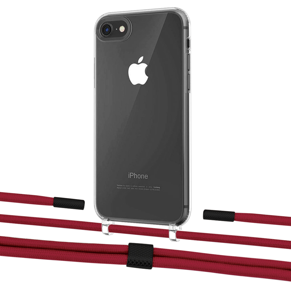 

Чехол Upex Crossbody Protection Case для iPhone SE 2020 | 8 | 7 Crystal with Twine Red and Fausset Matte Black