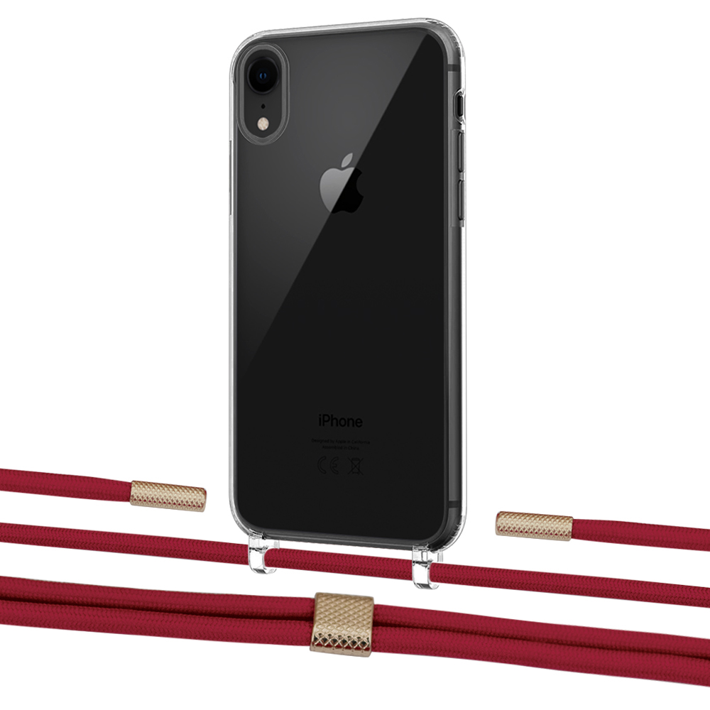 

Чехол Upex Crossbody Protection Case для iPhone XR Crystal with Twine Red and Fausset Gold