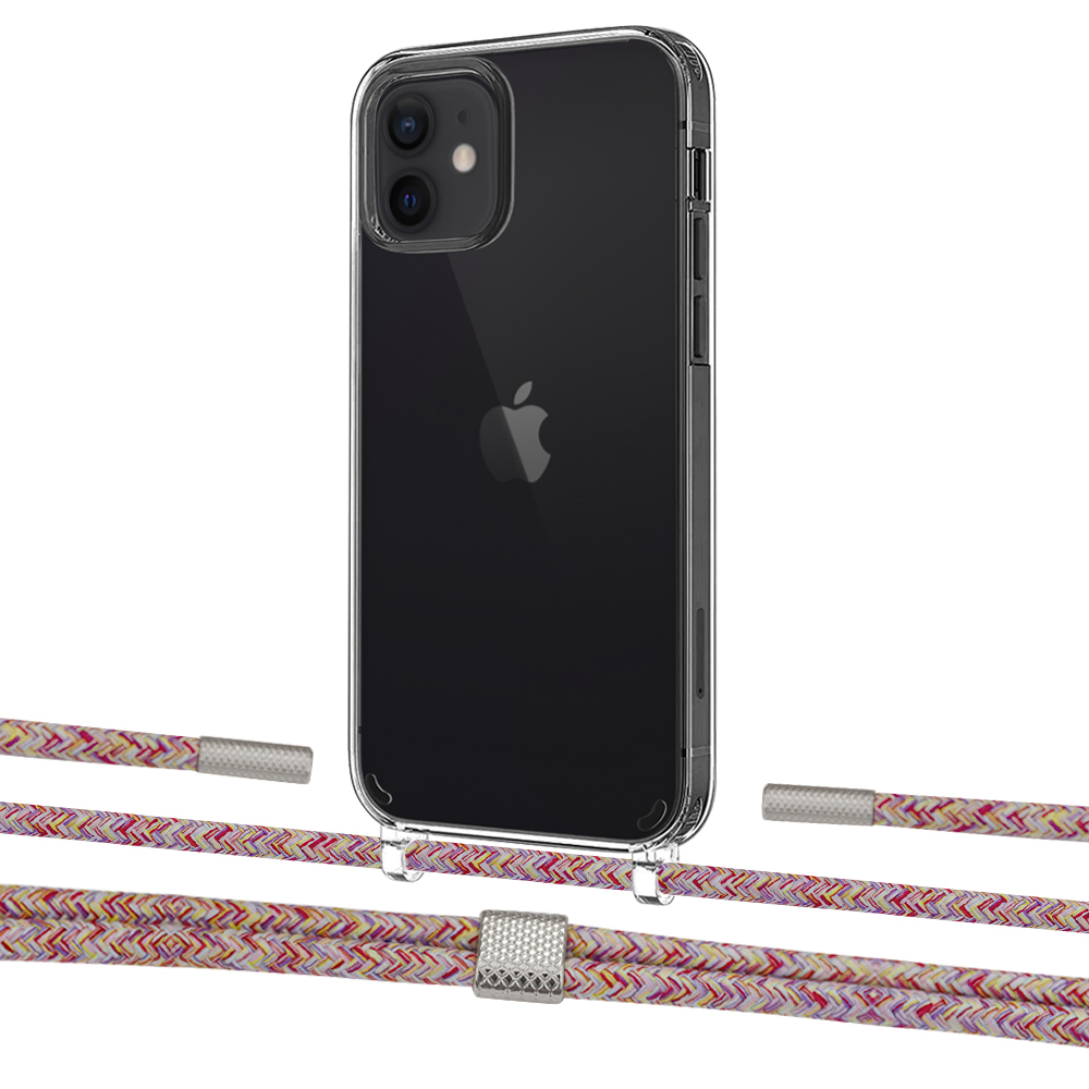

Чехол Upex Crossbody Protection Case для iPhone 12 | 12 Pro Crystal with Twine Mulberry and Fausset Silver