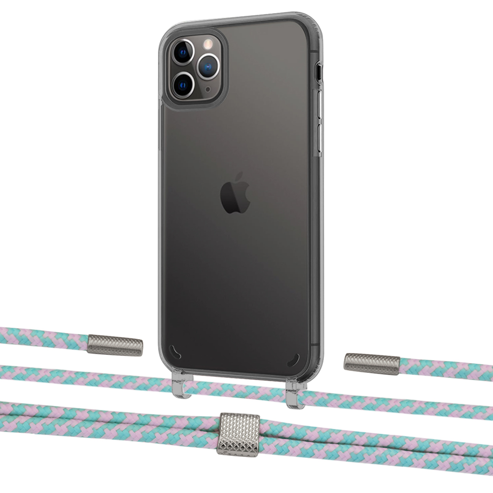 

Чехол Upex Crossbody Protection Case для iPhone 11 Pro Max Dark with Twine Turquoise and Fausset Silver