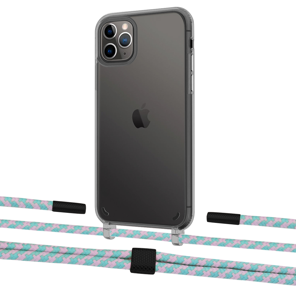 

Чехол Upex Crossbody Protection Case для iPhone 11 Pro Max Dark with Twine Turquoise and Fausset Matte Black