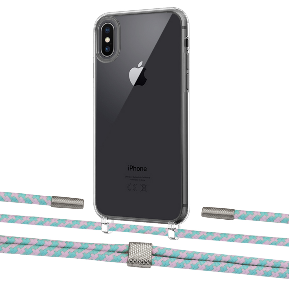 

Чехол Upex Crossbody Protection Case для iPhone XS Max Crystal with Twine Turquoise and Fausset Silver