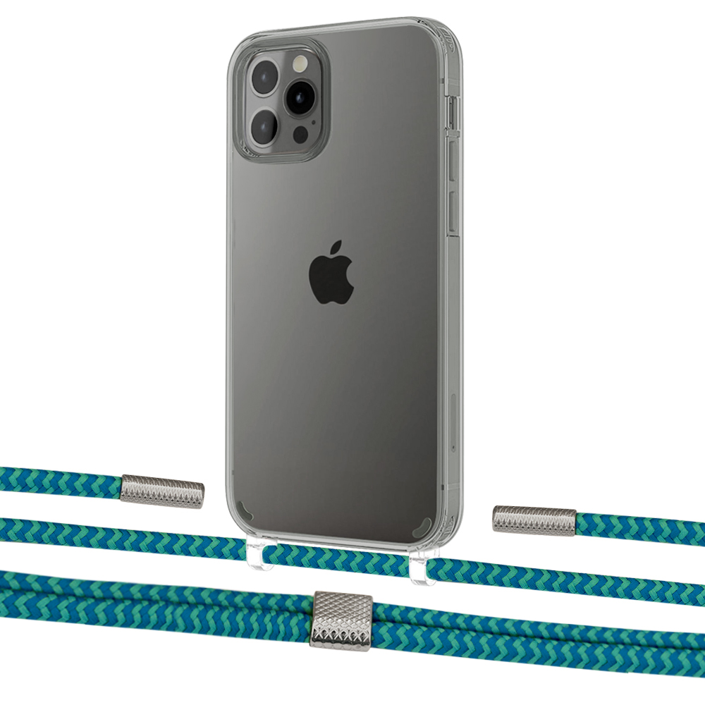 

Чехол Upex Crossbody Protection Case для iPhone 12 Pro Max Crystal with Twine Cyan and Fausset Silver
