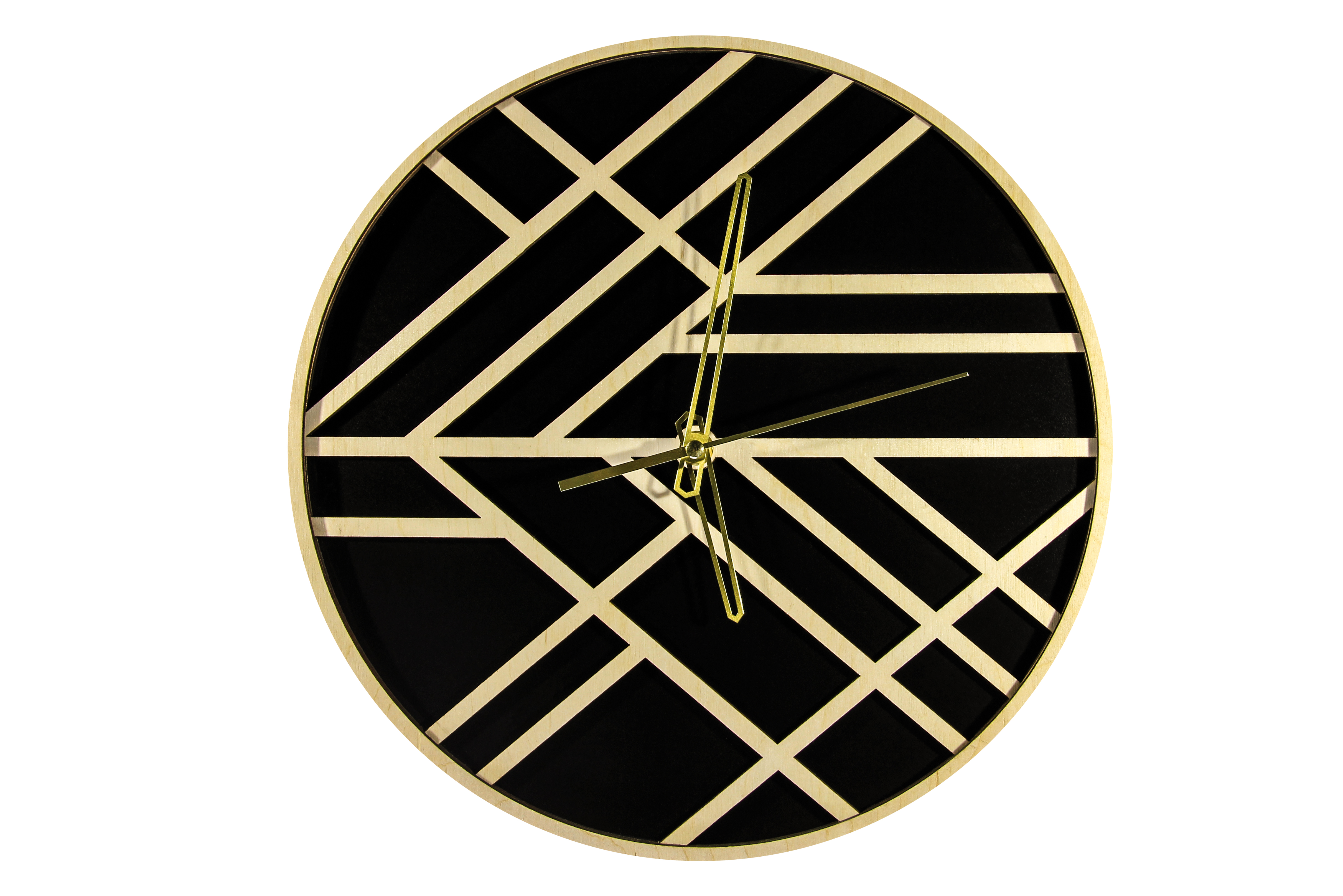 

Настенные часы WawDeco Black Modern с фанеры с безшумным кварцевым механизмом
