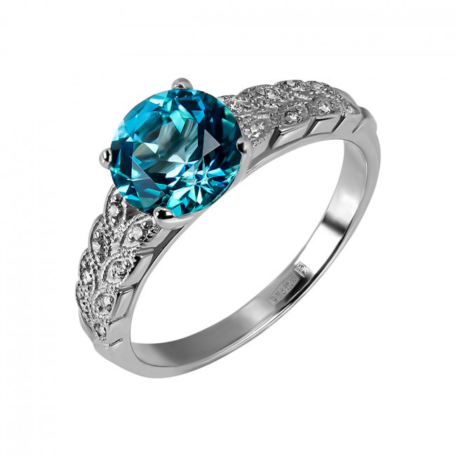 

Кольцо с голубым топазом Swarovski Астория