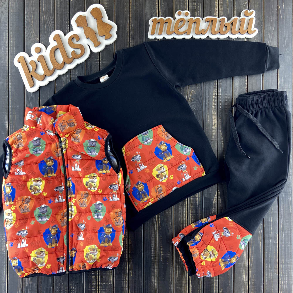 

Комплект (жилетка + кофта + штаны) Щенячий патруль Marka 954-2 98 см черный
