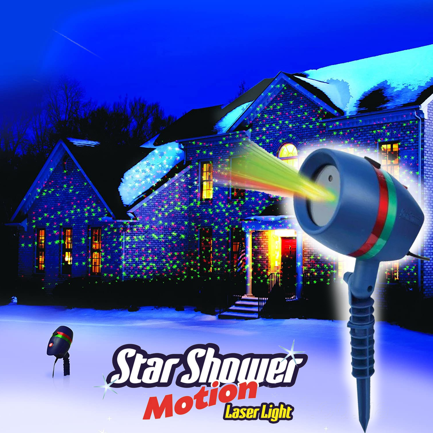 

Лазерный уличный проектор Star Shower Motion Laser Light Blue красный с зелёным