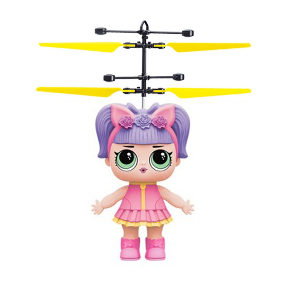

Летающая кукла для девочек летит за рукой Flying Girl Индукционная игрушка вертолёт Фиолетовая