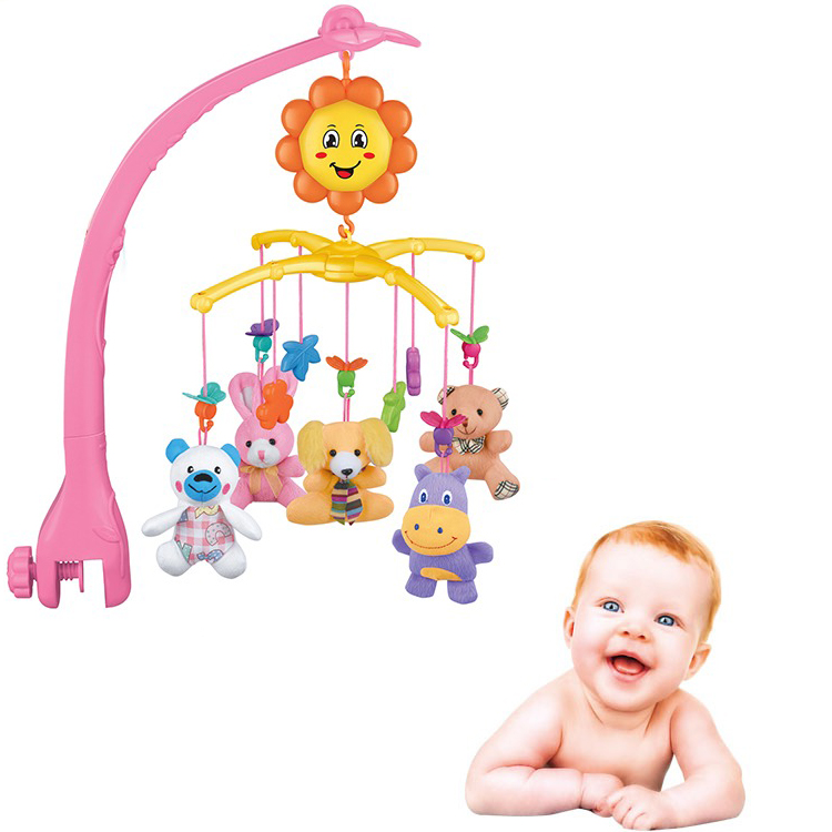 

Музыкальная карусель с приятными мелодиями 80 колыбельных песен BabyToys NATURE MUSICL 5 подвесок на детскую кроватку Розовая