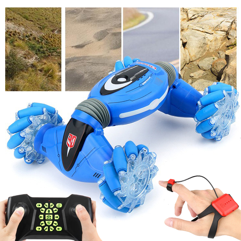 

Игрушечная трюковая машинка трансформер CLIMBING CAR на радиоуправлении для детей полноприводная Аккумуляторный вездеход внедорожник с управлением жестами для дрифта и бездорожья с подсветкой Синий