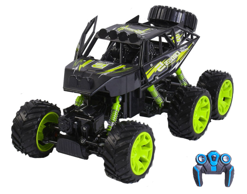 

Радиоуправляемый внедорожник DongBang DB-2056, 6 колес, 4.8V, открываются двери, амортизаторы, черно-салатовый