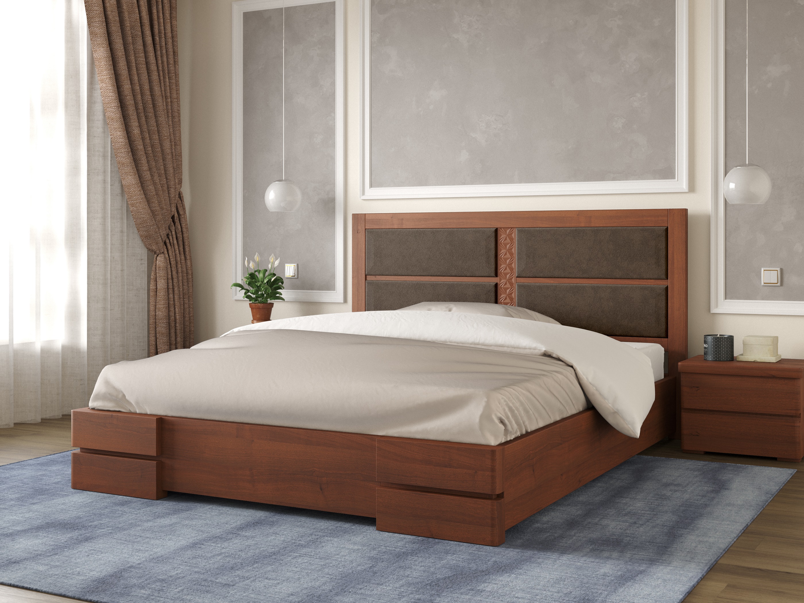 

Кровать Кардинал 1 Arbordrev (180*200) сосна Орех + Boston 66