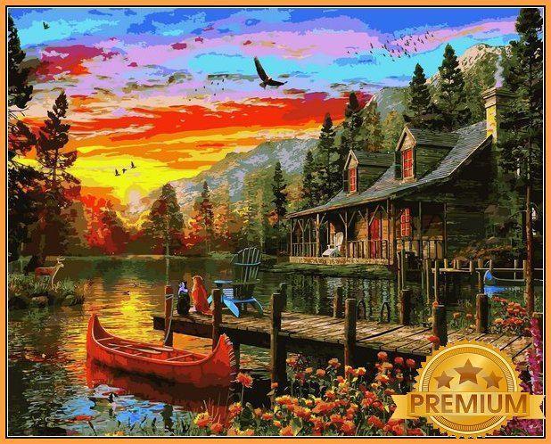 

Картина по номерам 40×50 см. Babylon Premium (цветной холст + лак) Вечерний Закат Худ Д Дэвисон (NB 1157)