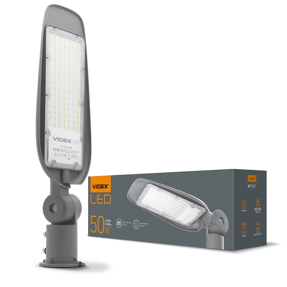 

LED фонарь уличный VIDEX (поворотный) 50W 5000K Серый