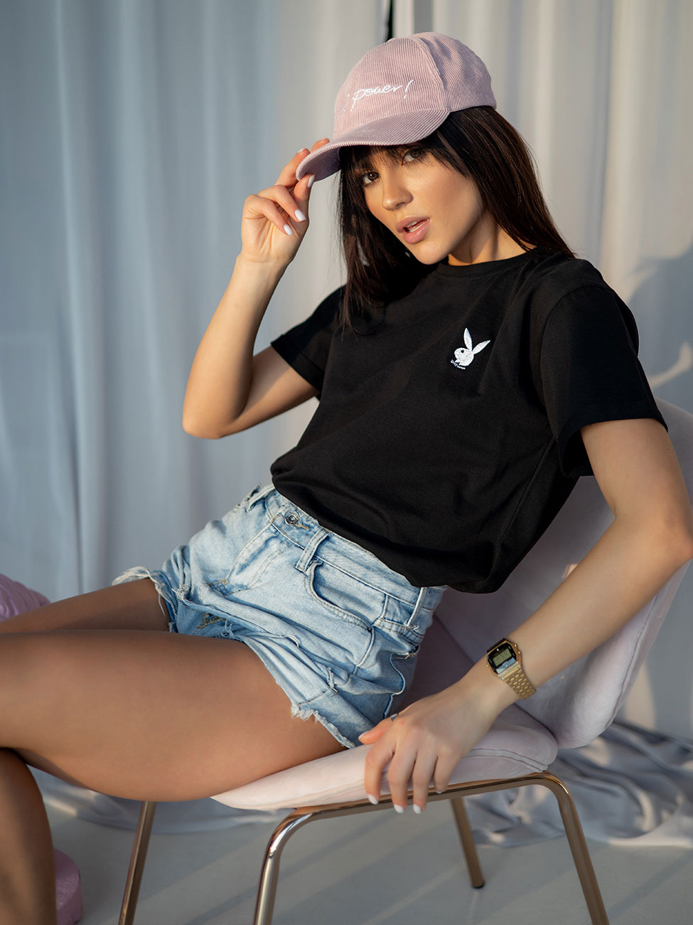 

Футболка с вышитым лого Playboy Чорний L Vikamoda 3202