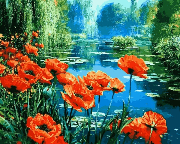 

Картина по номерам 40×50 см. Babylon Маки возле пруда (VP 1251)