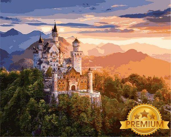 

Картина по номерам 40×50 см. Babylon Premium (цветной холст + лак) Замок Нойшванштайн (NB 908)